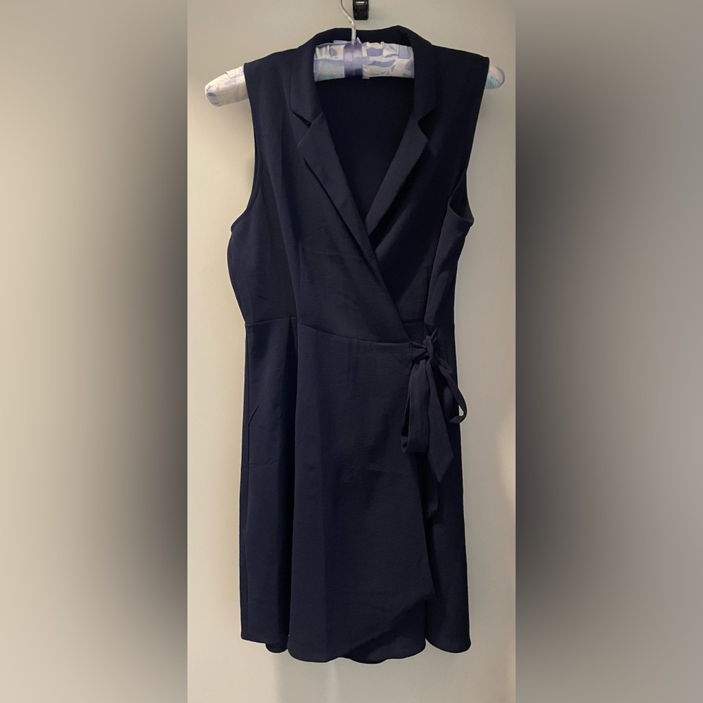 Monteau Navy Sleeveless Midi Dress